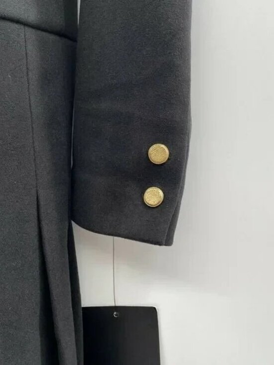 Tuckernuck Women's Black Whitney Mini Dress Pleated Gold Button Drop Waist sz M - Picture 5 of 9